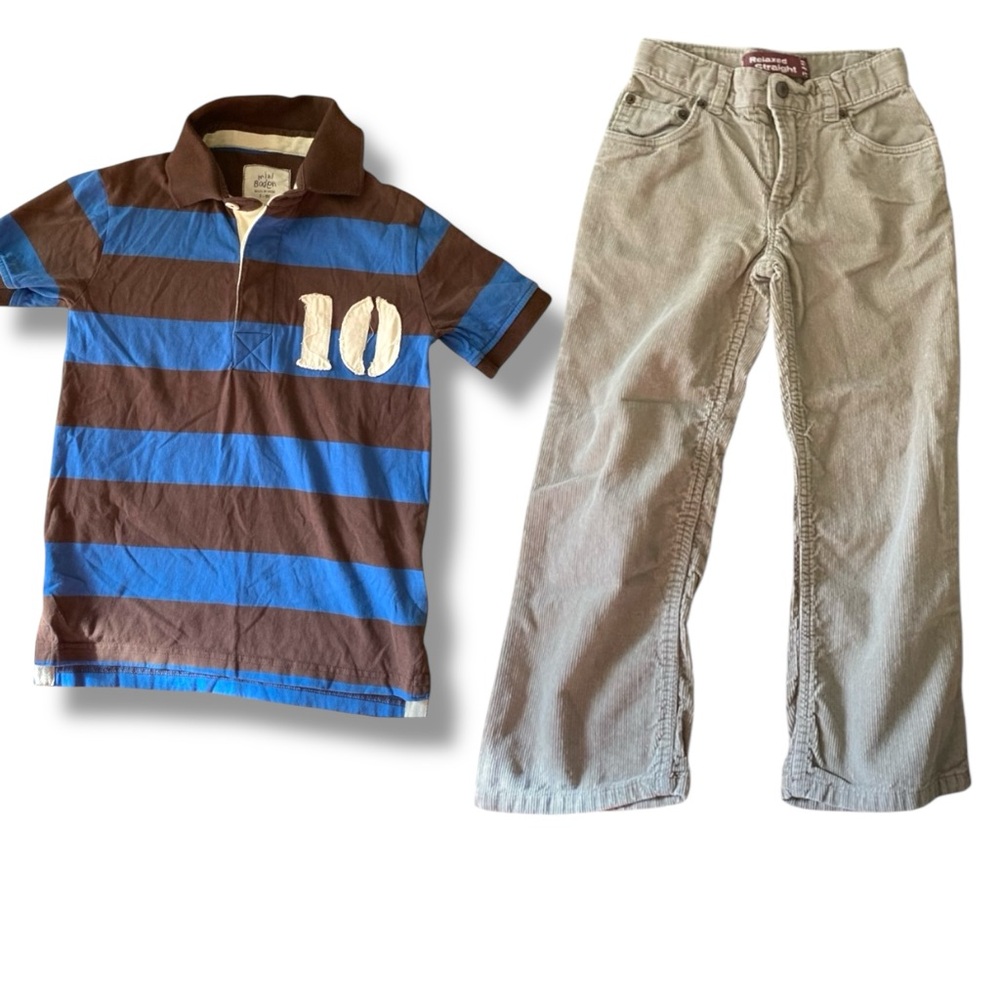 7 Yr Boy Pants & Shirt Bundle Mini Boden Rugby Polo Levis Corduroy Pants